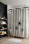 Black Patterned Bathroom Curtain - Flying Dandelions, 175X200Cm Bathtub Curtain - 2