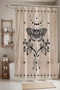 Bathroom Curtain, Boho Moon Loop Butterfly Pattern Shower Curtain, Bathtub Curtain 175X200Cm