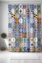 Bathroom Curtain, Mixed Motive Tiles Pattern Shower Curtain, Bathtub Curtain 175X200Cm