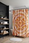 Bathroom Curtain, Ethnic Orange Sun Pattern Shower Curtain, Bathtub Curtain 175X200Cm - 2