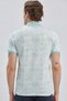 Blue Printed Pique Polo Collar Garnished 100% Cotton Casual Slim Fit T-Shirt 1011240157 - 5