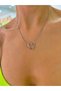 Women's Steel Hollow Heart Necklace Silver