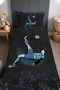 Blue Jersey Crowned Football Player Patterned Bedspread and Pillowcase