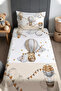 Flying Balloon Teddy Bear Patterned Bedspread and Pillowcase
