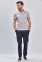 Men's Lilac Patterned Mercerized Buttoned Collar Cotton Slim Fit T-Shirt 1011240160