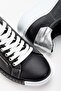 Women's Genuine Leather Zippered Sneakers Black/Silver - 4