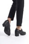 Women's Genuine Leather Lace-Up Classic Heeled Shoes Black - 5