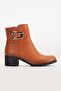 Women's Genuine Leather Buckle Detailed Boots - Tan - 3