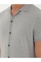 Light Gray Slim Fit Button Polo Neck Linen Blend Knitwear T-Shirt 50289239-Vr001 - 7