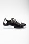 Women's Genuine Leather Zippered Sneakers Black/Silver - 2
