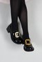 Beatriz Buckle Patent Leather Heeled Shoes Black