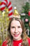 Shiny Cowl Christmas Hat - Gold Red Sequin - 7
