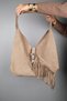 Rosalin Dark Beige Genuine Suede Leather Tasseled Women's Shoulder Bag - 2