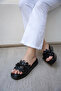Manje Black Tassel Detailed 4cm Special Thick Soled Women's Slippers