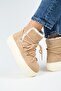 Haven Women's Genuine Leather Lace-Up Sand Boots with Fur Inside - 5