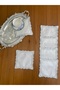 6Pcs Linen Silver Color Double Zigzag Square Pattern Cocktail Presentation Napkin - 2