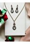 Crystal Embellished Waterdrop Necklace and Earring Set - 4
