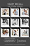 9 قطع إطار 30x30 - إطار مربع MDF - إطار صور - إطار بلونين أسود-أبيض