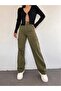 Khaki Green Wide Leg Palazzo Cargo Pocket Trousers - 2