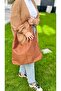 Byeduu Tan Large Size Suede Shoulder Bag - 5