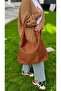 Byeduu Tan Large Size Suede Shoulder Bag - 6