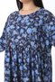 Women's Plus Size Blue Relaxed Fit Bike Collar Gathered Waist Dress 65N38476 - 6