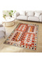 Umut Collection Orange and Beige Themed Ethnic Geometric Patterned Vintage Decorative Carpet 48 - 2
