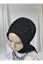 Black Full Embroidered Ready Turban Ready Wrap Evening Dress Wrap - 4