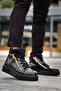 High Black Sole Double Zipper Black Men's Sports Boots - 5