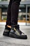 High Black Sole Double Zipper Black Men's Sports Boots - 4