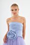 Lavender Strapless Rose Taffeta Evening Dress - 2