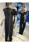 Strapless Collar Slit Detailed Stylish Crepe Evening Dress Jumpsuit with Stone and Feather Embroidery - 3