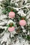 New Year Tree Ball Luxury Red Striped Pinecone and Coconut Detailed 3 Pieces 10 cm - 2