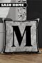 Gray Letter Cushion Pillow Case - Letter M - Gray Background Decorative Gift Cushion Pillow Case - 2