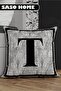 Gray Letter Cushion Pillow Case - Letter T - Gray Background Decorative Gift Cushion Pillow Case - 2