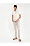 Beige Slim Fit Canvas Trousers 50255173-Vr011