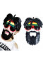 نظارة حفلات بشعيرات بوب مارلي مع شعر مستعار من Rasta Beard مقاس 27x18 سم - 2