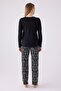 Black Single Jersey Double Pajama Set - 4