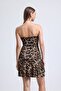 Ieopard Front Ring Waist Part Open Double Layer Floor-Length Dress with Skirt - 5