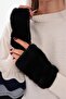Black Plush Women's Gloves - 4