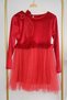 Girl's Christmas Themed Skirt Tule Lined Buckle Velvet Long Sleeve Dress - 3