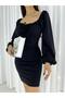 Women's Fuchsia Double Breasted Collar Stretchy Fabric Long Balloon Sleeve Midi Evening Dress - 3