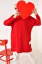 Two Thread Slit Detailed Red Hijab Sweat