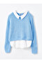 Lw - Shirt Collar Girl’s Knit Sweater