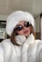 Women's Feather Detailed Heart Style Vegan Fur Hat |   55-56cm |   S-M - 3