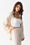 Wide Leg Linen Textured Bottom Top Kimono Set - 3