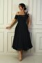 Women's Rope Strap Back Lace-Up Low Single Sleeve Feather Brooch Lined Puppy Fabric Dress - 3