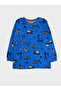 Boy's 100% Cotton Blue Work Machine Pattern Long Sleeve Winter Pajamas Set - 3
