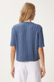 Crew Neck Hair Braided Knitwear Cardigan Indigo Blue Lus0047 - 4