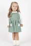 Baby Girl Children's Velvet Dress with Straps, Floral Detail, Long Sleeves, 2-Piece Set - 3